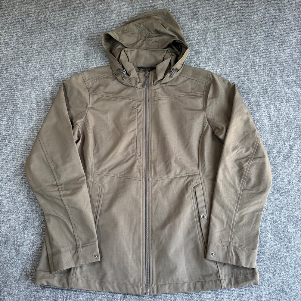 North End Womens Hooded Softshell Jacket Olive Green Ripstop Size L 3446